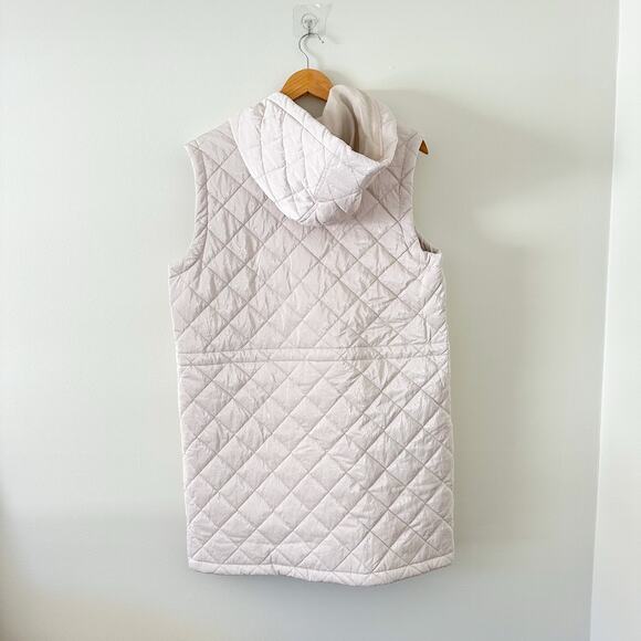 Nikki Jones Montreal Spring 24 Collection Hooded Mid-Length Quilted Vest Cream M - Picture 3 of 12